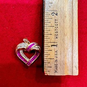 Diamond and ruby heart shaped necklace